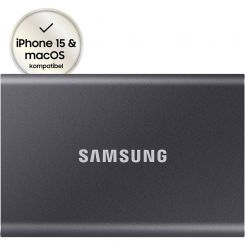 2TB Samsung Portable SSD T7 Grau (MU-PC2T0T/WW) - externe SSD für PC/Mac 