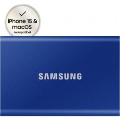 2TB Samsung Portable SSD T7 Blau (MU-PC2T0H/WW) - externe SSD für PC/Mac 