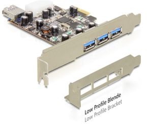 Delock PCI Express Karte > 3 x extern + 1 x intern USB 3.0 Typ A Buchse 