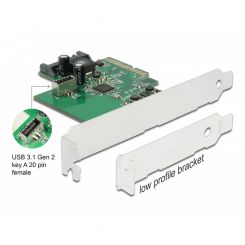 Delock PCI Express Karte zu 1 x intern USB 3.2 Gen 2 Key A 20 Pin Buchse 