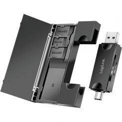LogiLink USB 3.2 Gen1 Kartenleser für SD- & microSD-Karten, mit Karten-Aufbewahrung 