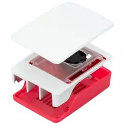 Original-Gehäuse für Raspberry Pi 5 mit Lüfter (rot/weiß) 