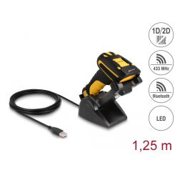 Delock Industrie Barcode Scanner 1D und 2D für 433 MHz oder Bluetooth mit induktiver Ladestation 