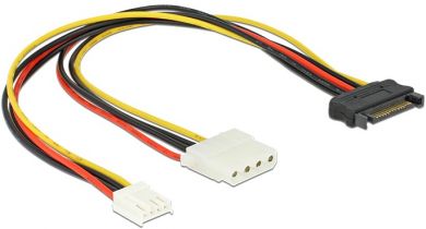 Kabel Y-Power SATA Stecker 15 Pin > 4 Pin Molex Buchse + 3,5 Floppy 