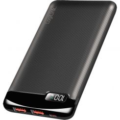 LogiLink Powerbank 10000 mAh - 2x USB-A - 20W QC - mit Display - schwarz 