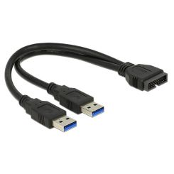 Delock Kabel USB 3.0 Pfostenstecker > 2 x USB 3.0 Typ-A Stecker 