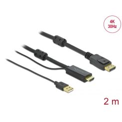 Delock HDMI zu DisplayPort Kabel 4K 30 Hz 2 m 