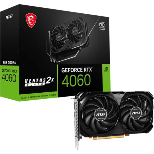 MSI GeForce RTX 4060 Ventus Black 8G OC Grafikkarte - DLSS 3 fähig Produktbild