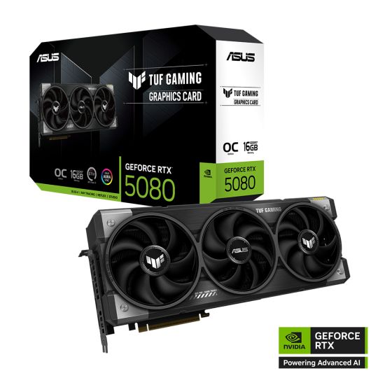 ASUS TUF Gaming GeForce RTX 5080 OC, TUF-RTX5080-O16G-GAMING, 16GB GDDR7, 2x HDMI, 3x DP Produktbild