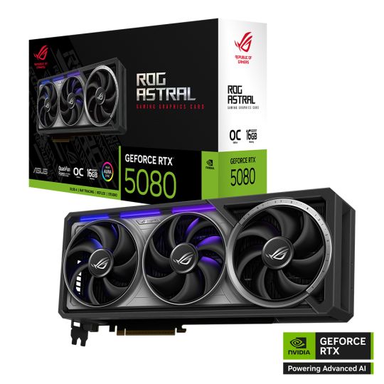 ASUS ROG Astral GeForce RTX 5080 OC, ROG-ASTRAL-RTX5080-O16G-GAMING, 16GB GDDR7, 2x HDMI, 3x DP Produktbild