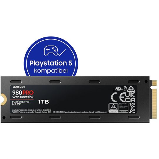 1000GB Samsung 980 PRO mit Kühlkörper - M.2 (PCIe® 4.0) SSD für PC und Playstation 5 