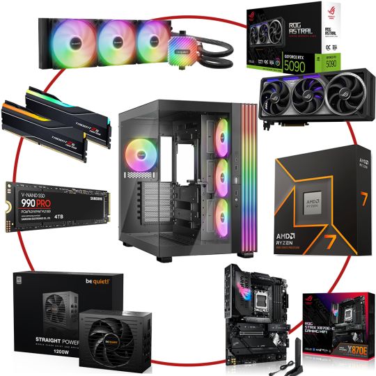 PC-Bausatz AMD Ryzen 7 9800X3D / 64GB / 4TB SSD / Nvidia GeForce RTX 5090 / RGB Produktbild