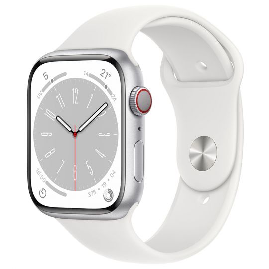 Apple Watch 8 (GPS + Cellular) 45mm Weiß Aluminium / Sport Band 
