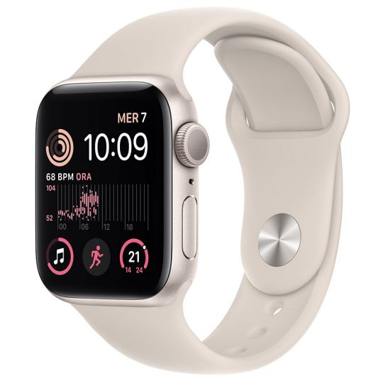 Apple Watch SE 2022 (GPS) 40mm Aluminium / Sportarmband Weiß 