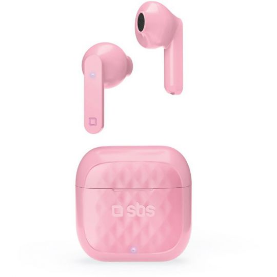 SBS Air Free Rosa - TWS-Kopfhörer mit 250-mAh-Ladestation