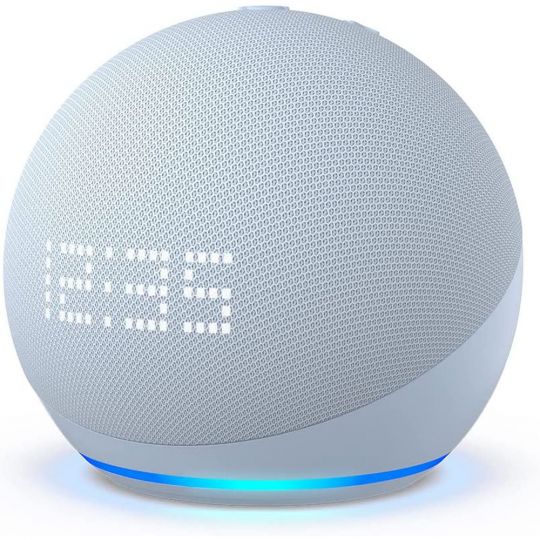 Amazon Echo Dot (5. Gen, 2022) mit Uhr | Smarter Bluetooth Lautsprecher mit Uhr und Alexa | Graublau 