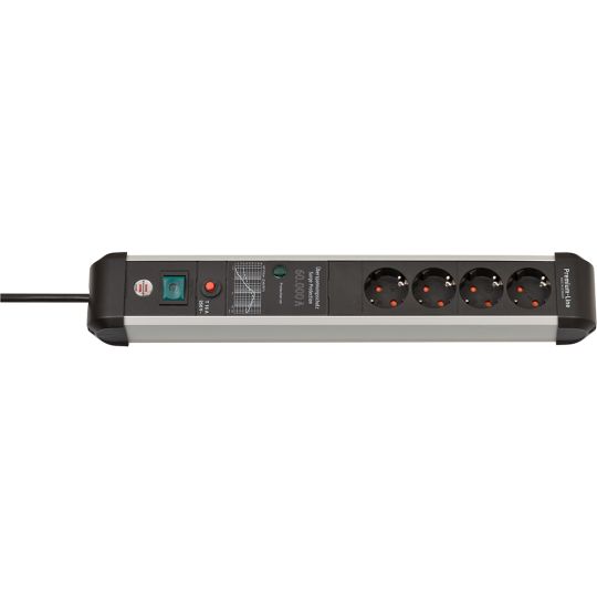 Brennenstuhl Premium-Protect-Line 60000A, 4-fach, 3m, silber/schwarz