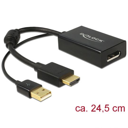 Delock Adapter HDMI-A Stecker > Displayport 1.2 Buchse schwarz 