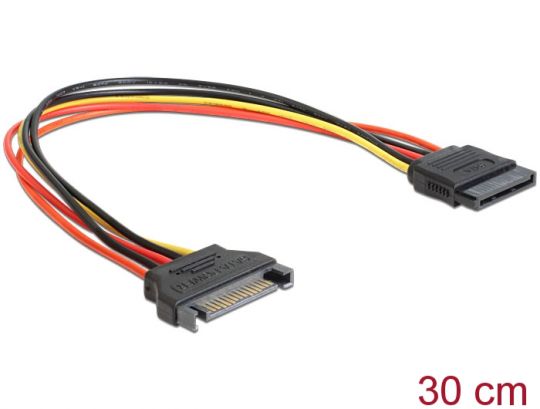 0.3m Verlängerungskabel Power SATA 15 Pin Stecker > SATA 15 Pin Buchse 30 cm 