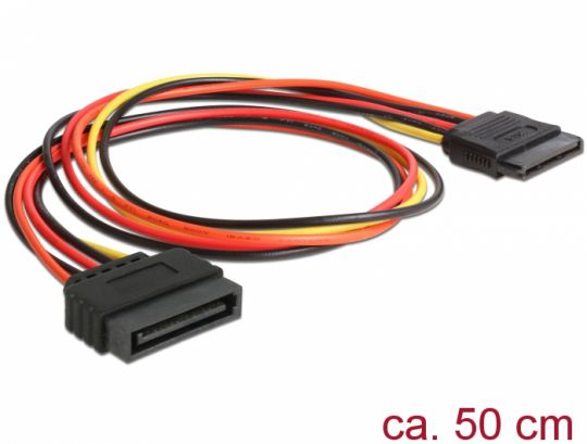 0.5m Verlängerungskabel Power SATA 15 Pin Stecker > SATA 15 Pin Buchse 50 cm 