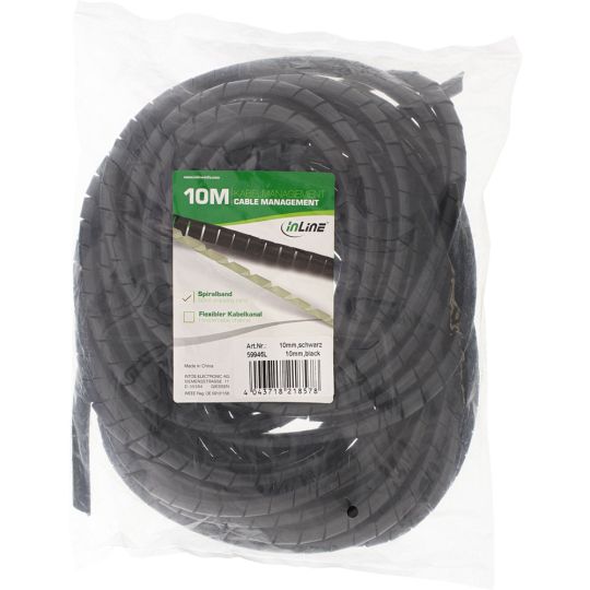 InLine Spiralband 10m - Schwarz - 10mm