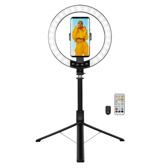 Smartphone-Ringlicht mit Selfie-Stick-Stativ, Fernauslöser, Ø 25 cm