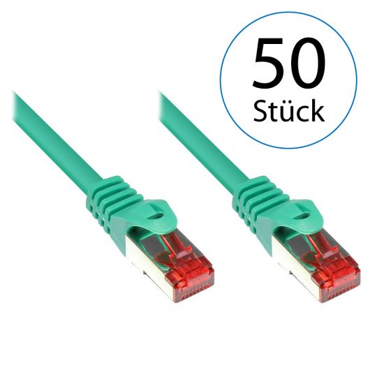 10,0m LAN Netzwerkkabel Cat.6 Grün - 50er Pack 