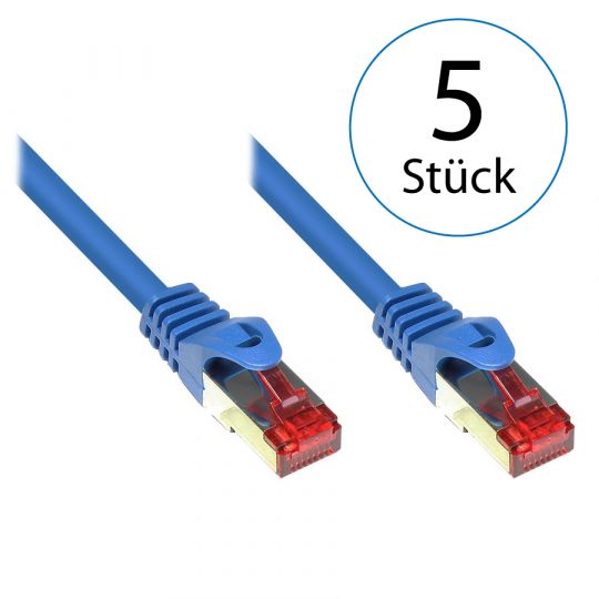 1,0m LAN Netzwerkkabel Cat.6 Blau - 5er Pack 