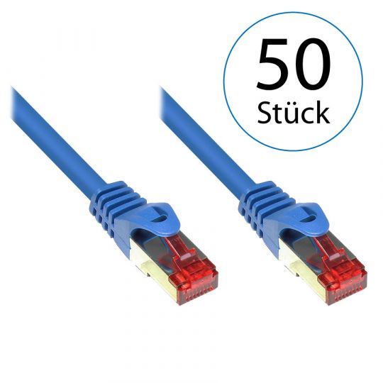 10,0m LAN Netzwerkkabel Cat.6 Blau - 50er Pack 