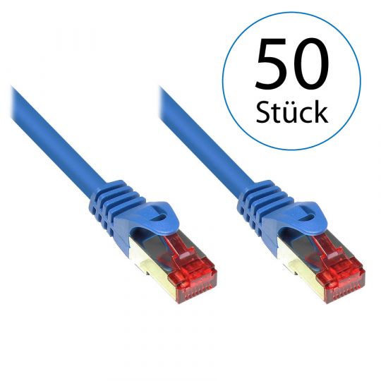 1,0m LAN Netzwerkkabel Cat.6 Blau - 50er Pack 