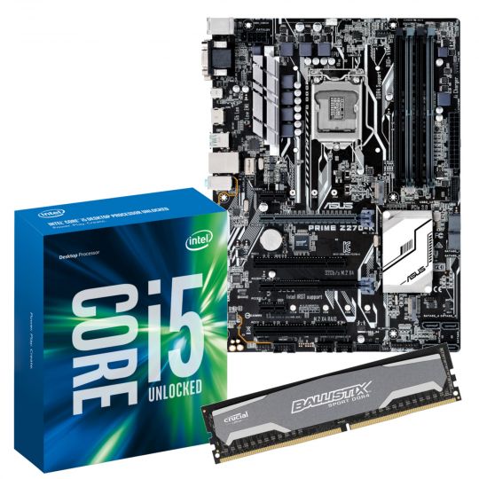 Aufrüstkit Intel Core i5-6600K Skylake (4x 3,5GHz) + 8GB RAM + ASUS PRIME Z270-K Mainboard 