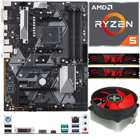 Aufrüstkit AMD Ryzen 5 3600 (6x 3,6GHz) + 16GB RAM + ASUS Prime B450-Plus Mainboard 