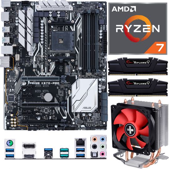 Aufrüstkit AMD Ryzen 7 3800X (8x 3,9GHz) + 16GB RAM + ASUS Prime X370-Pro Mainboard 