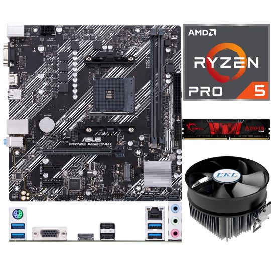 Aufrüstkit AMD Ryzen 5 Pro 3350G (4x 3,6 GHz) + 8GB RAM + ASUS Prime A520M-K Mainboard 