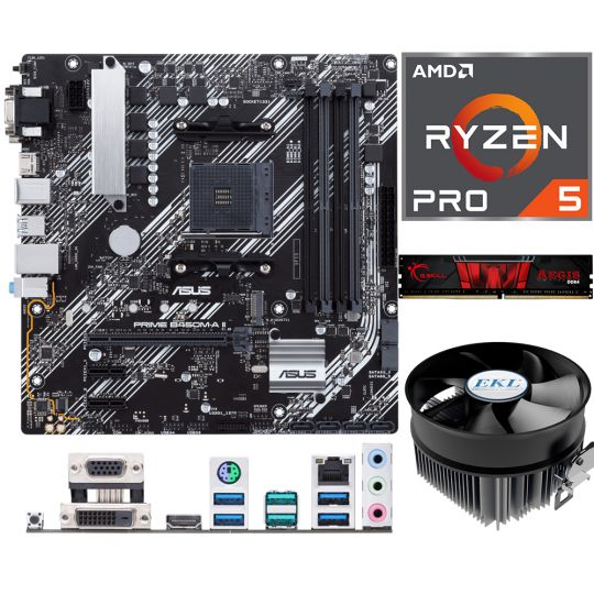 Aufrüstkit AMD Ryzen 5 Pro 3350G (4x 3,6 GHz) + 8GB RAM + ASUS Prime B450M-A II Mainboard 