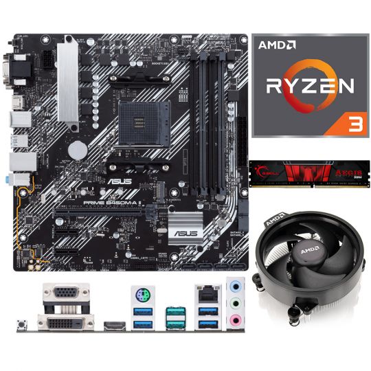 Aufrüstkit AMD Ryzen 3 4300GE (4x 3,5GHz) + 8GB RAM + ASUS B450M-A II Mainboard 