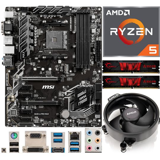 Aufrüstkit AMD Ryzen 5 5600X (6x 3,7GHz) + 16GB RAM + MSI B450-A Pro Max Mainboard 