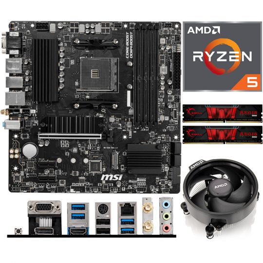 Aufrüstkit AMD Ryzen 5 5600G (6x 3,9GHz) + 16GB RAM + MSI B550M-A Pro Mainboard 