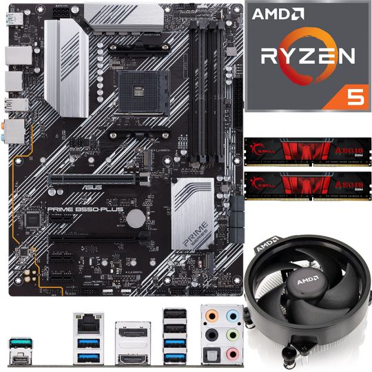 Aufrüstkit AMD Ryzen 5 5500 + 16GB RAM + ASUS Prime B550-Plus Mainboard 