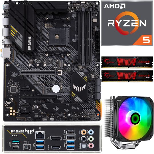 Aufrüstkit AMD Ryzen 5 5500 (6x 3,6GHz) + 16GB RAM + ASUS TUF Gaming B550-Plus Mainboard 