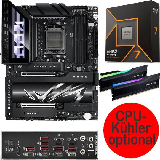 Aufrüstkit AMD Ryzen 7 9800X3D (8x 4,7GHz) + 64GB RAM + ASUS ROG Crosshair X870E Hero Mainboard