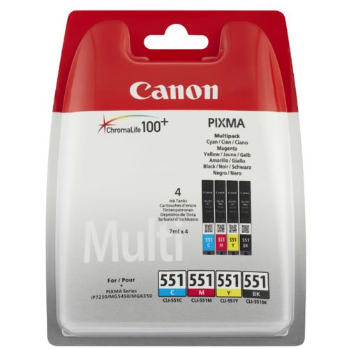 Canon CLI-551 C/M/Y/BK Multipack Tintenpatrone Schwarz, Gelb, Cyan, Magenta 
