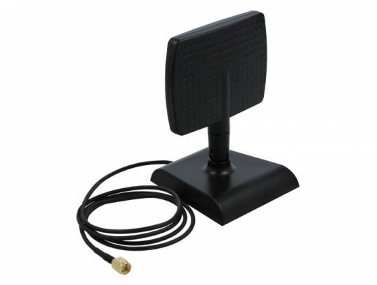 Delock WLAN WiFi 6 Antenne RP-SMA Stecker 4 - 6 dBi direktional mit magnetischem Standfuß mit Kippgelenk