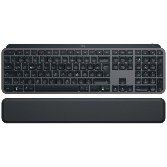 Logitech MX Keys S Plus mit MX Palm Rest (Graphite) / Beleuchtete Tastatur / Ergonomisch / Kabellos