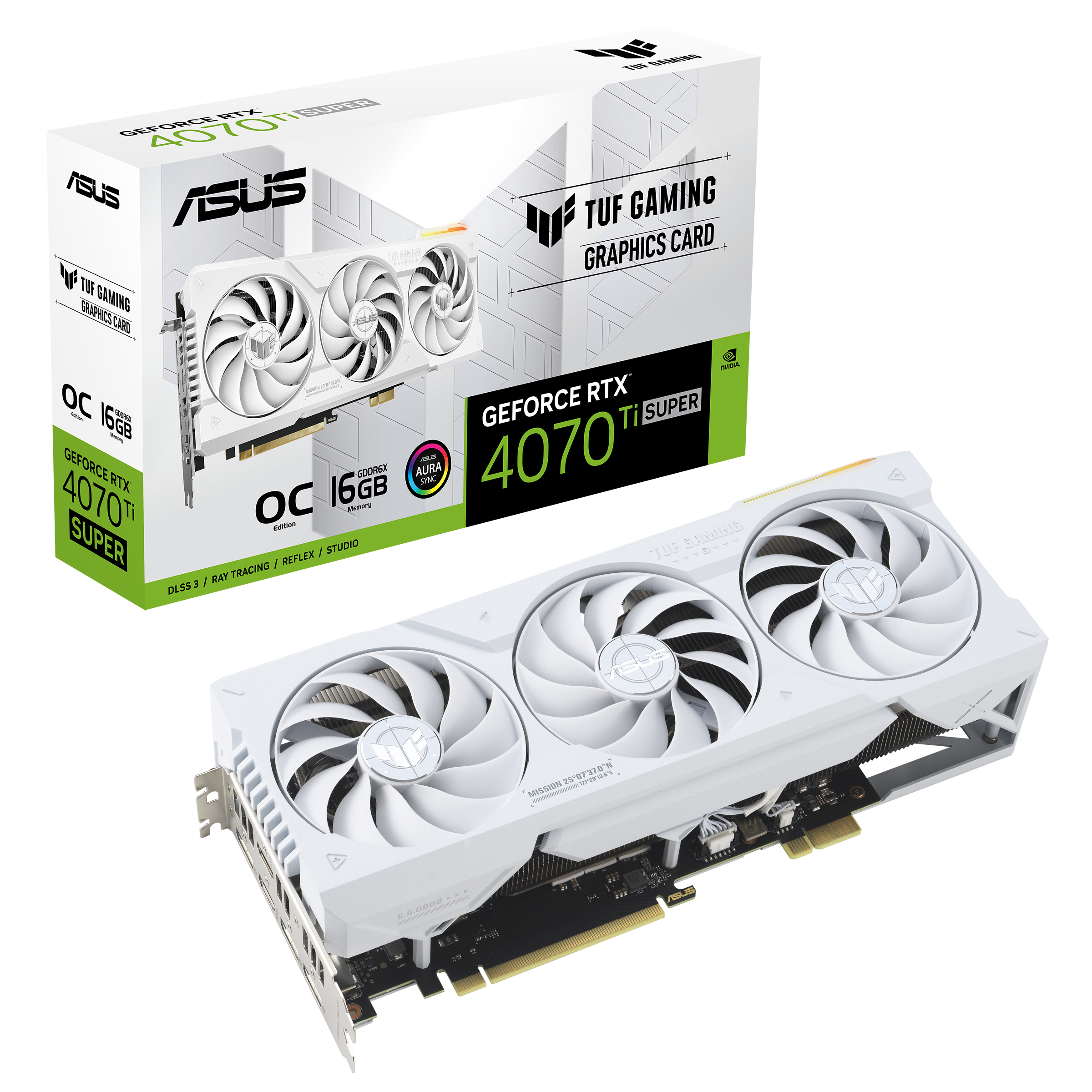 ASUS TUF Gaming GeForce RTX 4070 Ti SUPER OC BTF White, TUF-RTX4070TIS-O16G-BTF-WHITE Grafikkarte - DLSS 3 fähig 