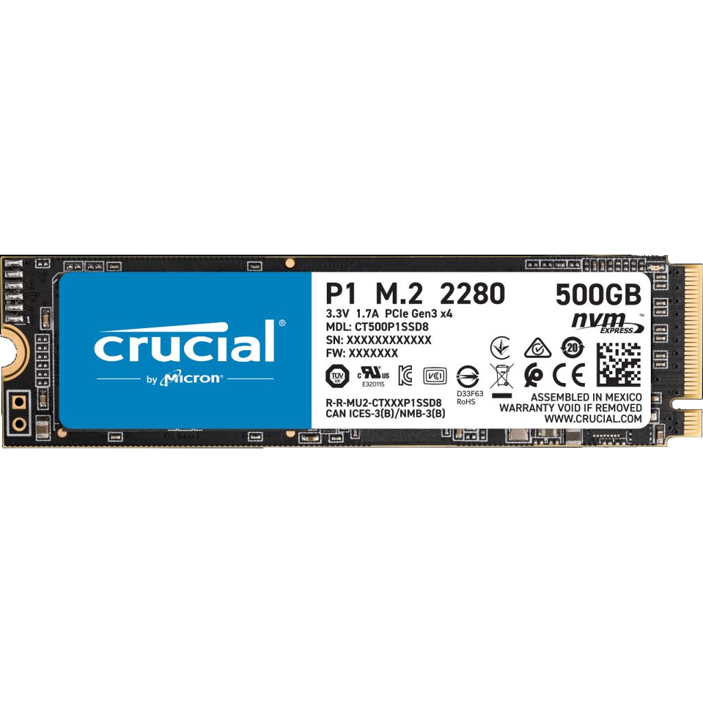 500GB Crucial P1 SSD - M.2 (PCIe® 3.0) SSD 