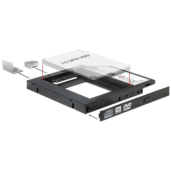 5.25 Einbaurahmen für 1 x 2.5 SATA HDD bis 12,5 mm 