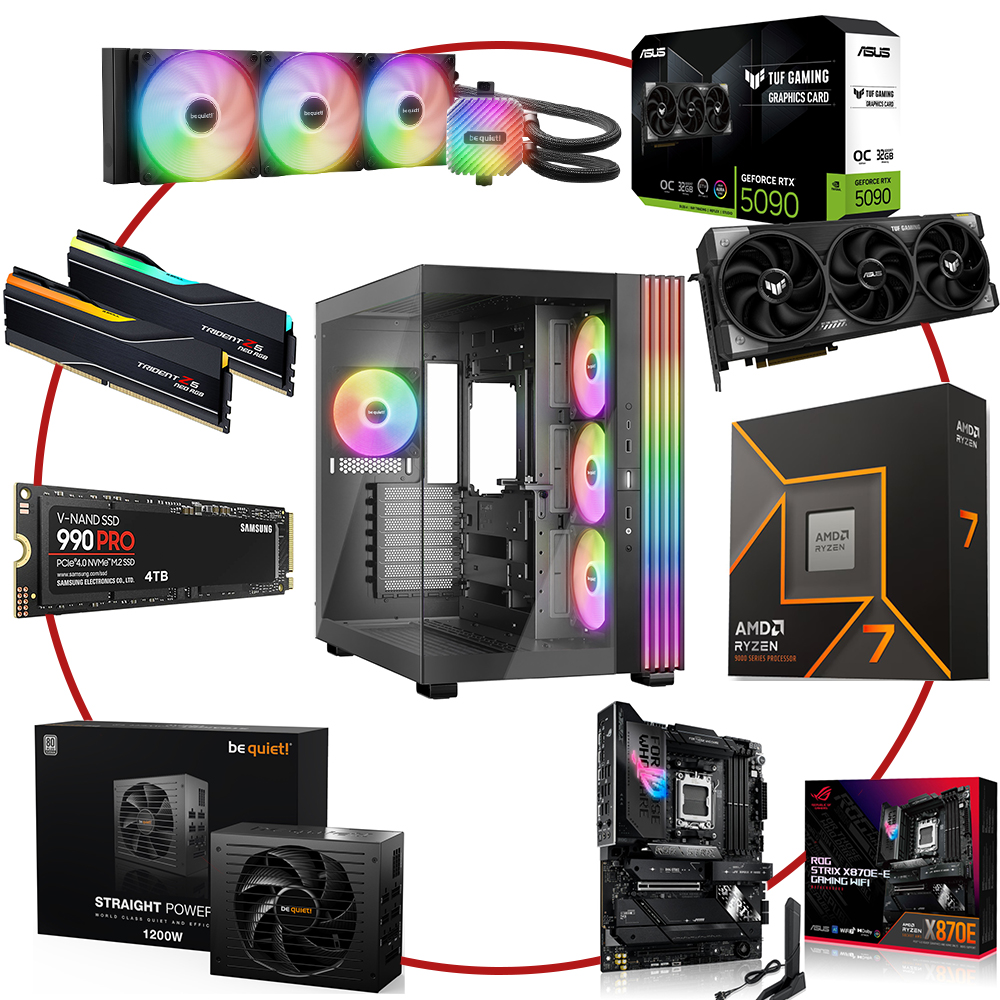 PC-Bausatz AMD Ryzen 7 9800X3D / 64GB / 4TB SSD / Nvidia GeForce RTX 5090 / RGB 