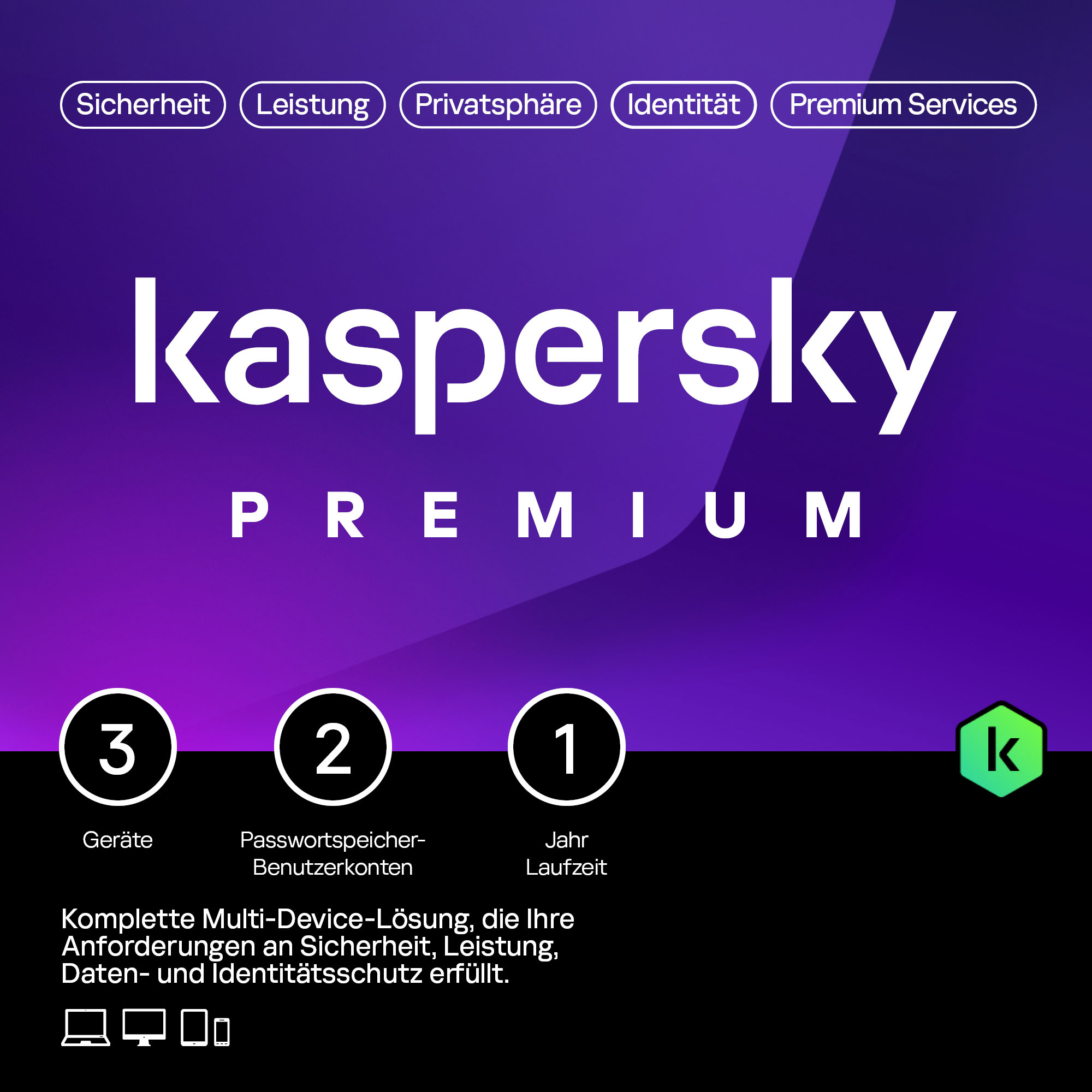 Kaspersky Premium 3 User 1 Jahr PKC (multilingual) (Multi-Device) 