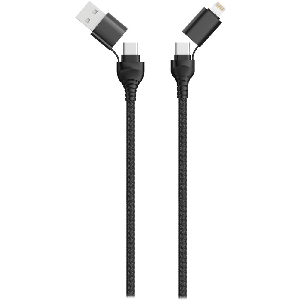 1.2M 2GO USB Ladekabel Multi 4 in 1 - USB-A / USB-C / Lightning - Schwarz 